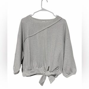 New! Anthropologie 9-H15 Striped Asymmetrical Tie-Front Crop Sweatshirt